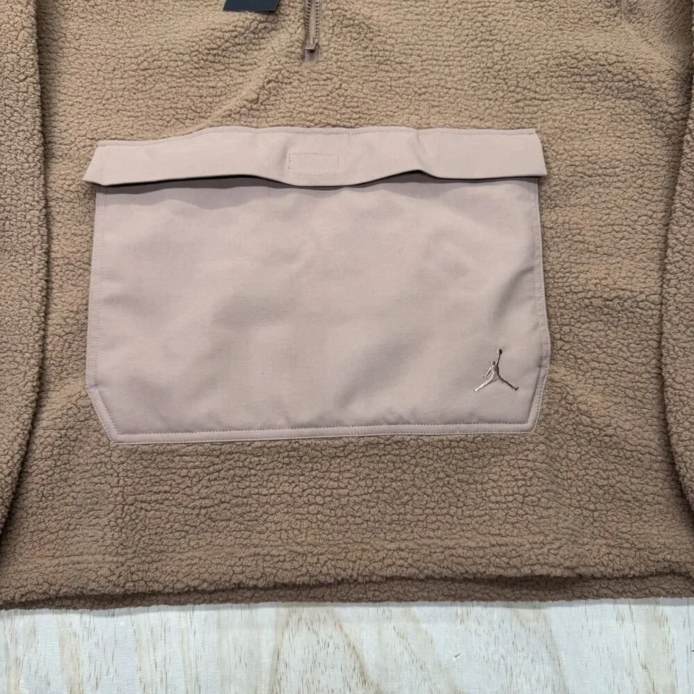 NEW Air Jordan Flight Sherpa 1/2 Zip Pullover Hoodie Mens 2XL Brown FV7452-223